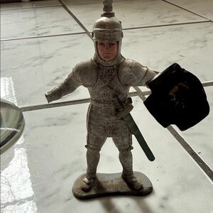 Vintage Silver and Green Knight Figurine